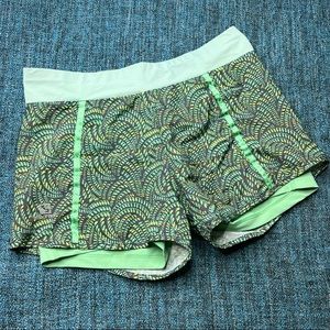 Salomon Actilite Green Pattern Running Shorts